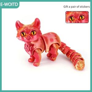 【E-WOITD】 Đồ chơi mèo in 3D tượng mô phỏng giống thật không lông với các khớp có thể chuyển động quà tặng Tết Nguyên Đán vui nhộn cho trẻ em