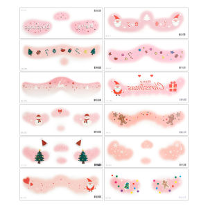 【Grilrigrin】10Sheets Face Christmas Tattoo Stickers Cartoon Snowman Christmas Patterns Waterproof Temporary Tattoos Sweet Makeup Face Stickers Cartoon Kids Christmas Skin Sticker 