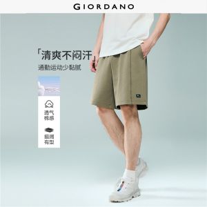 Giordano Beau Monde Men Letter label elastic waist exposed seam shorts Free Shipping 13106204