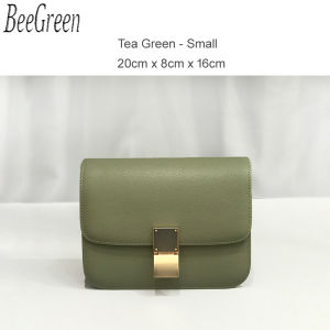 BeeGreen Women Real Leather Classic Tofu Bag High Quality Full Grain Small Shoulder Bag Elegant Square Bag Casual Sling Bag 20cm