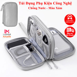 Túi Đựng Phụ Kiện Công Nghệ 2 Ngăn Mini Du Lịch Chống Nước Túi Du Lịch Đựng Tai Nghe Dây Dữ Liệu Túi Đựng Điện Dự Phòng Không Thấm Nước Đa Chức Năng Có Quai Xách Chính Hãng Amalife