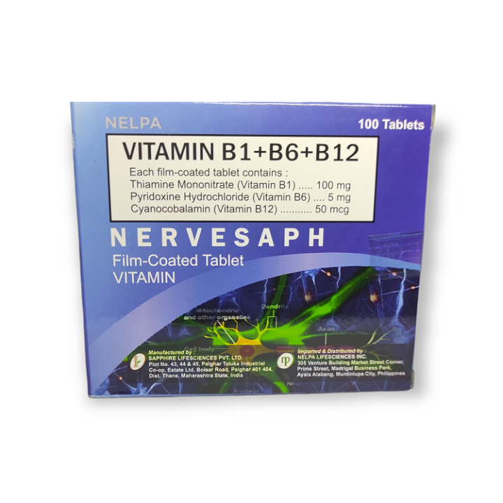 Vitamin B Complex B1+B6+B12 NERVESAPH 100 Tablets FDA Approved | Lazada PH