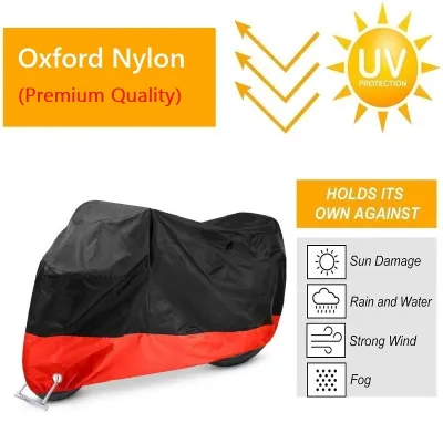 【DARK CLOUD】【 Premium Oxford 210D Nylon Motorcycle Cover / Motor Cover / Bike Cover / Canvas : Black + Red】Extra Thick Outdoor UV Protection Waterproof Harley Davidson Yamaha Suzuki Honda BMW Kawasaki