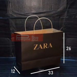 Paper bag Zara medium landscape hitam 33 x 26 x 12 cm