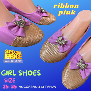 MURAH KASUT RAYA BUDAK PEREMPUAN SIZE 26-35 ANGGARAN 2-12 TAHUN GIRLS FLATS SHOES KASUT BUDAK RIBBON