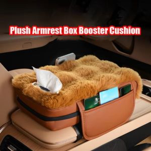 SFJHF Plush Car Armrest Box Mat Interior Decor Three-in-one Central Elbow Booster Pad Elbow Cushion Storage Pocket Car Armrest Pad Car Interior
