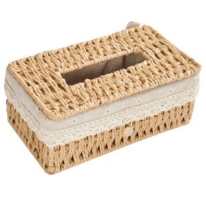 BAGUO Hình chữ nhật Hộp khăn giấy đan bằng mây Phong cách Nhật Bản Dệt tay Hộp khăn ăn Sáng tạo Phong cách Hộp lưu trữ Trang chủ