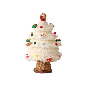Knitted Christmas Tree Wooden Base Decoration Holiday Accents Centerpieces Holiday Traditional Crochet Ornament