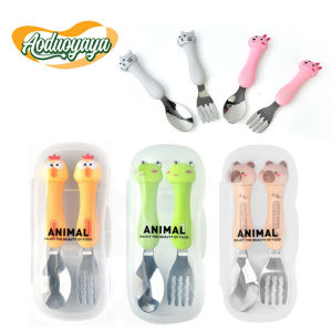 Aoduoyaya Cartoon Kids Spoon and Fork Set Dessert Spoon for Children Fork Baby Gadgets Childrens Cutlery for Kids