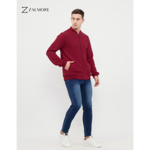 Zalmore Men Basic Bomber Jacket Premium Embossed LUMA Cotton - Jaket Bomber Lembut Anti Kusut Luxury