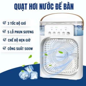 Quạt hơi nước CAVARI Loại Lớn Cao câp Quạt điều hòa hơi nước phun sương 3 cấp độ Dung tích 600ml Chế độ hẹn giờ Chế độ đen LED