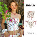 bikini lifeส่งไวจากไทย ชุดว่ายน้ำบิกินี่ทูพีช เกาะอก bikini set two piece ลายสตรอเบอร์รี่น่ารัก มีฟองน้ำ. 
