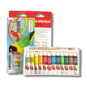 Cat Lukis Akrilik FREE KUAS / Cat Acrylic LEGONG 12 Warna 6ml