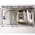 Wastafel Sink Dapur / Bak Cuci Piring Ukuran 75x40 Plus Kran Tanam/Tancap Drat 1/2inch. 