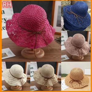 🔥🔥🔥ranghe หมวกกันแดดแฟชั่นมีโบว์พับได้สำหรับผู้หญิงเด็กผู้หญิงหมวกกันแดดกว้างหมวกกันแดดกลางแจ้งหมวกชายหาดอเนกประสงค์ของขวัญ