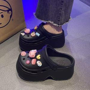 [Free Shipping] 2025 Cute Closed-Toe Non-Slip EVA High-Heel 8.0 Clogs For Women New Summer Platform Thick-Soled Beach Shoes