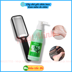 Chà gót chân inox và kem mềm da chân | Bàn chà gót chân inox | Bộ chà gót chân