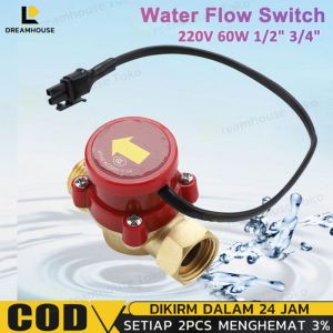 (dalam Stok Dikirim Dari Jakarta)1" x 1/2" & 3/4" Water Flow Switch Otomatis Pompa Booster Brass 220V 60W Pompa Booster Otomatis Water Flow Switch