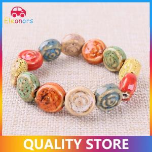 [Eleanor] 1PC DIY Accessories Stripe Watermelon Beads Bracelet Colorful Floral Glaze Beads Bracelet Handmade Jewelry