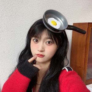 XINSU38 Fun Unique Cartoon Pan Fried Egg Girl Fake Food Hair Hoop Female Hair Accessories Korean Style Headwear Simulation Food Headband