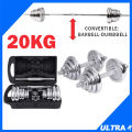 Dumbbell Set 20kg Plate Barbell Combo Convertible Adjustable Set Gym Chrome Plate Connector Strength Fitness Exercise Alat Angkat Berat Bina Otot Latih Kuat. 
