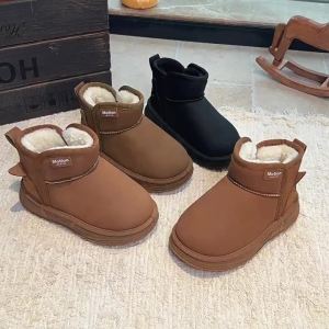 Childrens Snow Boots 2025 Winter New Slip-On Boys Fleece-Lined Thickened Cotton Boots Girls Cartoon Fashion Short Boots