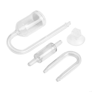 UNMEGONI U Shape CO2 Glass Tube Suction Cup CO2 Diffuser Refinement Transparent Glass Check Valve Fish Tank