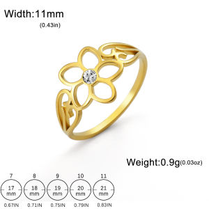 SKYRIM Fashion Elegant Ring Titanium Stainless Steel Gold Hollow Flower Ring Fashion Jewelry