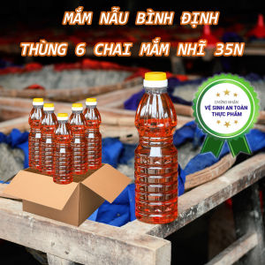 Thùng 6 Chai Nước Mắm Nhỉ Cá Cơm Nguyên Chất Ngon Ủ Chượp Truyền Thống Đặc Sản Bình Định Độ Đạm 35N chai 460ML