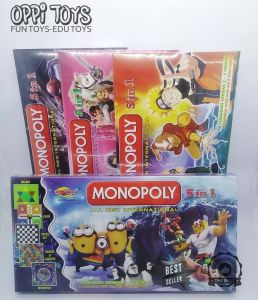 Mainan monopoly 5 in 1 (Besar) - Mainan edukasi monopoli - Catur- Ular tangga - Halma - Ludo
