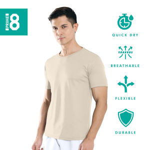 Prime8 x 888.co Aerofit Roundneck Shortsleeve Microfiber Dryfit Tshirt Jersey Sport Baju T Shirt Men Women   BABY CREAM