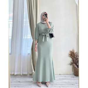 Nadine dress mermaid / gamis wanita trendy kekinian crinkle airflow