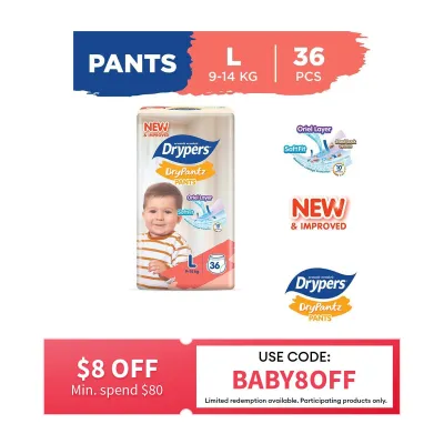 Drypers Drypantz L Size Pants Baby Diaper 36s