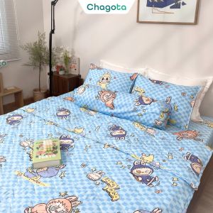 Bộ Chăn Ga Gối Rayon 220s 5 Món Chagota Bedding Bộ Ga Giường Chăn Chần Bông Nhiều Hoạ Tiết Lành Tính An Toàn Cho Da