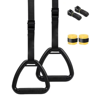 KINGTR Non-Slip Gymnastic Rings Adjustable Straps Arm Strength Pull up Handle Rings Gym Ring Comfortable Strength Training Ring Fitness Equipment