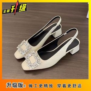 Free Shipping Baotou Sandals WomenS Elegant Chunky Heel Single-Strap Backless Shoes New Spring/Summer Style