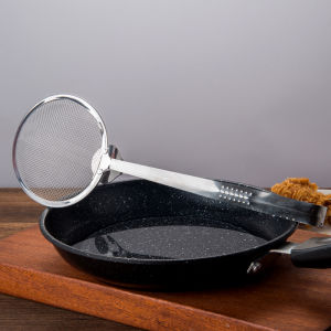 Gateway Trading BX-69 Strainer Tongs With Oil Drain Steel Food Clip Snack Fryer Strainer BBQ Buffet Serving Tongs Fried Tong Frying Steel Mesh Filter Spoon With Clip