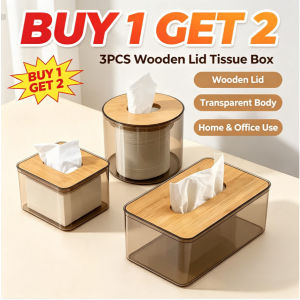 Buy 1 get 2 Nordic Style Wooden Tissue Box Napkins Paper Pumping Box Living Room Desktop Storage Box