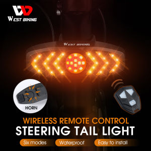 WEST BIKING Bike Light USB Rechargeable Cycling Taillight With Horn Remote Control Turn Signal Light Waterproof MTB Road Foldable Bicycle Light Lamp Bicycle Accessories