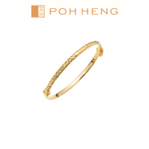 Poh Heng Jewellery 22K Textured Bangle in Yellow Gold [Price By Weight]
