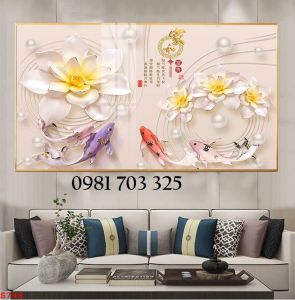 Tranh gạch hoa sen trang trí