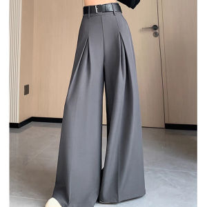 Korean Loose Elastic Long Suit Pants For Women High Waist Wide Leg Trousers
