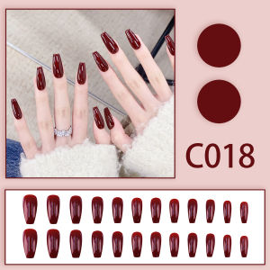 kuku palsu dan lem nail art aesthetic wisuda 24pcs Promo model Polos cat Polish tidak ada lem cair