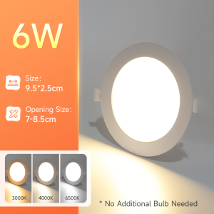 CHENBEN Tricolor Recessed Downlight Ultra-thin Panel Ceiling Light LED 3 Colors Pin Lights for Kitchen Bedroom Round Lamp