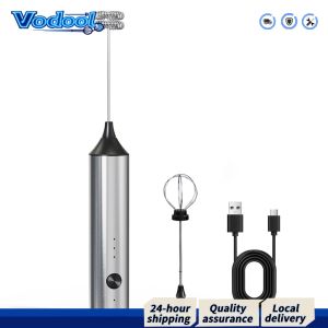 【Fast delivery】 Rechargeable Stainless Steel Drink Mixer with Detachable Whisk for Frothing and Mixing Beverages