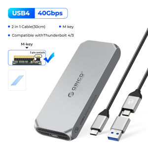 ORICO 40Gbps M.2 SSD NVMe มี PCIe4.0พัดลมทำความเย็น NVME Enclosure Metal เข้ากันได้ Thunderbolt 3 4