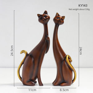 [Exclusive Limited Edition] 2pcs/set Cat Statues Animal Modern Sculpture Room Decoration Accessories Home Design Gift