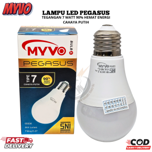 MYVO BOHLAM LAMPU RUMAH LED 7WATT BOLA LAMPU CAHAYA PUTIH SUPER TERANG 90% HEMAT ENERGY( BERGARANSI)