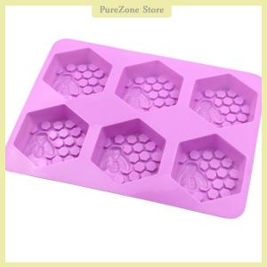 [PureZone] Khuôn silicon Xà phòng thủ công 3D khuôn silicon hình con ong 6 mảnh khuôn xà phòng thủ công Tự làm khuôn bánh tổ ong Tự làm