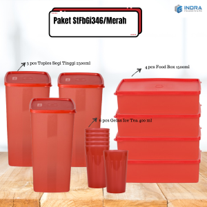 Paket Toples Plastik Segi Tinggi 2.5L/346/SET isi 13 pcs